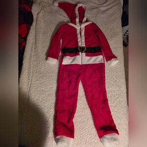 Kids Red Santa Hooded One-Piece Pajamas
